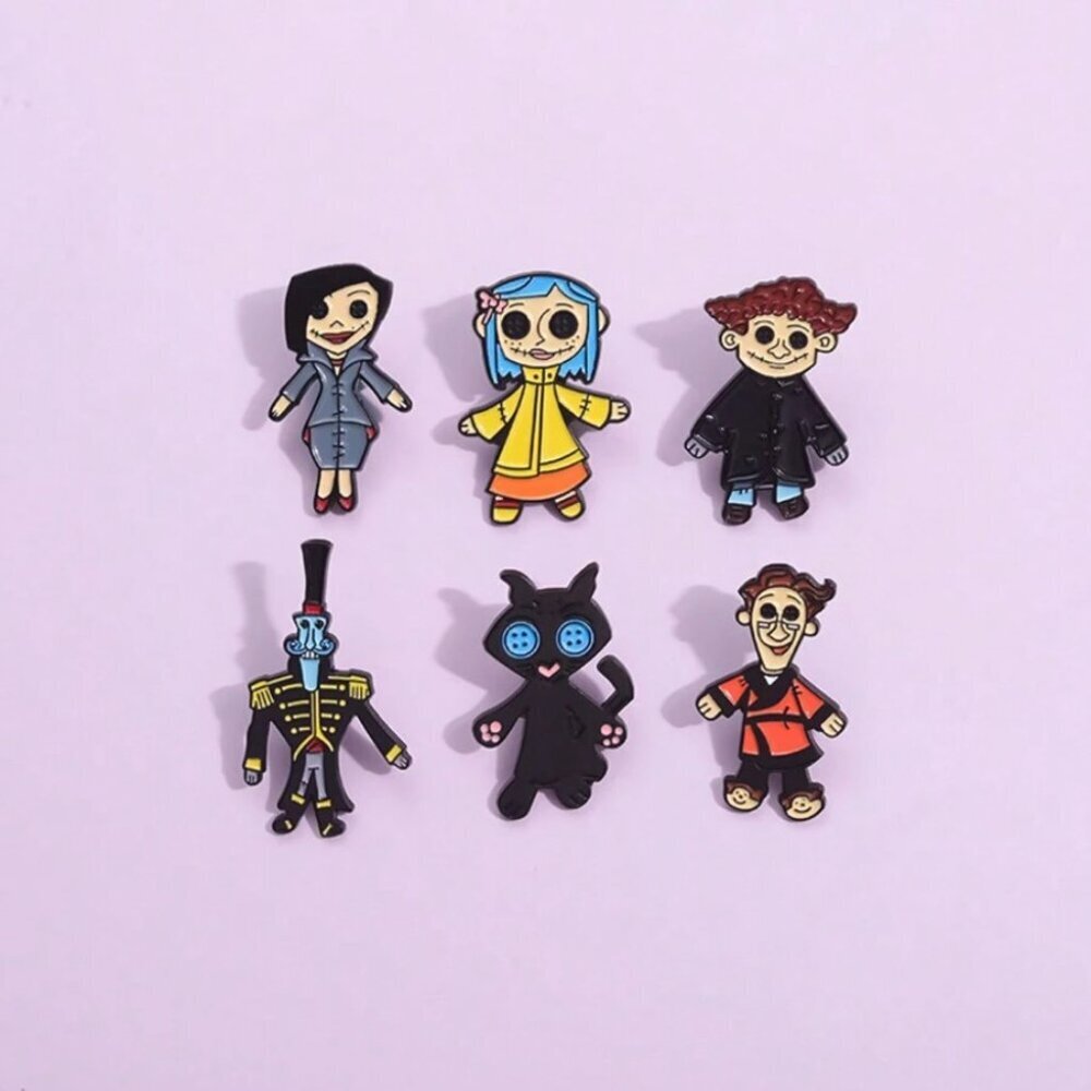 6pcs/Set Kawaii Cartoon Character Family Metal Badge Brooch Décor for Women - Picture 5 of 5